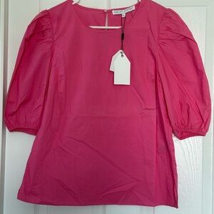 English Factory Fuchsia Blouse with Puff Sleeves
